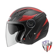 ZEUS ZS 610 MBLK 0014 RED DOFF HALF FACE DOUBLE VISOR