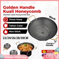 22cm - 30cm Stainless Steel Honeycomb Wok Pan Kuali Non Stick Kuali Tidak Melekat Kuali Honeycomb Co