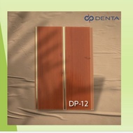 Plafon PVC Denta DP 12 motif kayu dengan nat emas gold