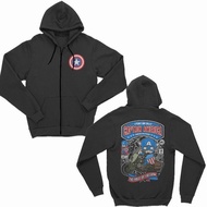 HITAM Captain AMERICA ZIPPER JACKET Black Flecce