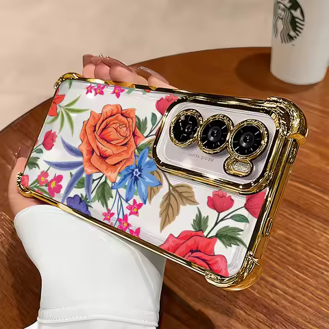 Shockproof Soft Phone Case For OPPO F19 F17 Pro F29 F19S F27 F25 F21 Silicone Transparent Flower Lea