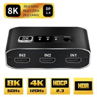 【In Stock】CUGUU 8K HDMI adapter 2.1 switch 3x 1 3 port HDMI selector hub 4K three-in-one switcher support HDCP2.3 HDR10 for PS4 PS5 HDTV Xbox