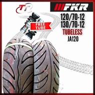 FKR Tyre 12 JA120 Tubeless Type 120/70-12 130/70-12 FREE TUBELESS VALVE Tayer Tayar Tires Tiubless 1