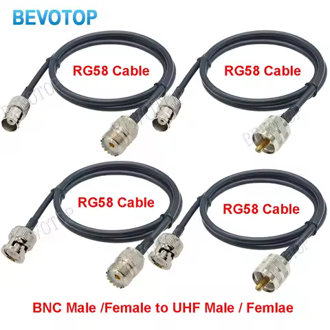 BNC to UHF Jumper Cable RG58 BNC Male Plug to PL259 SO239 Female Extension Cable PL 259 to BNC Pigta