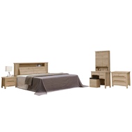 [特價]IHouse-高斯 天然橡木床頭+床底+床頭櫃+化妝台(含椅)+斗櫃 五件組 雙大6尺