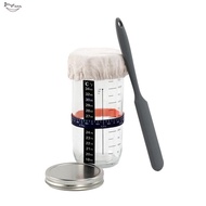1Set Glass Airtight Jar Natural Fermentation Jar +Lid and Scale Dough Fermentation Kit