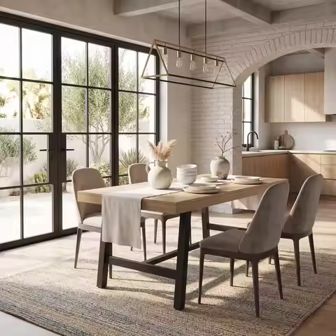 Industrial Dining Table or 4-6 People, 63" Long Large Kitchen Table with Sturdy Metal e, Recular Cou