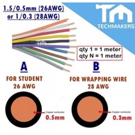 Wire 1 to 100 Meter Single Core 1.5/0.5mm (26AWG) or 1/0.3 (28AWG) for Project Bread-Board Copper Ho