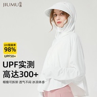 玖慕（JIUMU）防晒衣女士防晒服夏季户外骑车遮阳连帽外套女防紫外线薄款防晒衫皮肤衣 YD001 天使白
