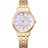 CITIZEN ECO-DRIVE EM0893-87Y SOLAR PINK DIAL ROSE GOLD STAINLESS STEEL WOMEN'S WATCH