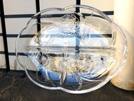 (全新) SOGA玻璃花雕盤 透明 冷盤 分隔盤 水晶盤 餐具 水果盤 浮雕