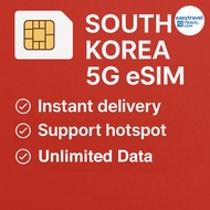 South Korea eSIM Unlimited Data 5G High Speed Supports Hotspot 3-20 Days Email Delivery