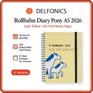 DELFONICS Rollbahn Diary Pony A5 (Oct 2025 – Dec 2026) – 18-Month Monthly Planner Notebook with 165 