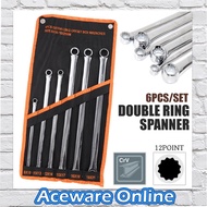 6PCS SET EXTRA LONG STRAIGHT DOUBLE RING SPANNER 8-21MM Point Double Ring Box End Spanner Aviation W