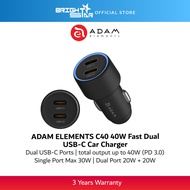 ADAM ELEMENTS C40 40W Fast Dual USB-C Car Charger