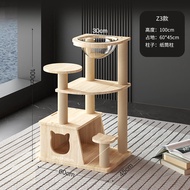 PetBea Cat Climbing Frame Wooden One-Piece Spacecraft Large Size Non-Intrusive Cat Tower for Home Us