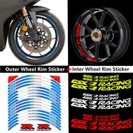 SUZUKI GSXR Stickers Reflective Motorcycle Outer Wheel Sticker Inter Rim Film Decals 18inch Rim Beau