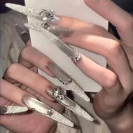 press on nails fake nails Exquisite Royal Sister Style French Cool Flashing Diamond-studded Bridal H