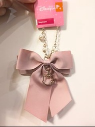 Disney 迪士尼 Maison de FLEUR 風 仿珍珠 marie 瑪麗貓  dirty pink ribbon bow bag charm  乾燥玫瑰色 蝴蝶結 掛袋飾物