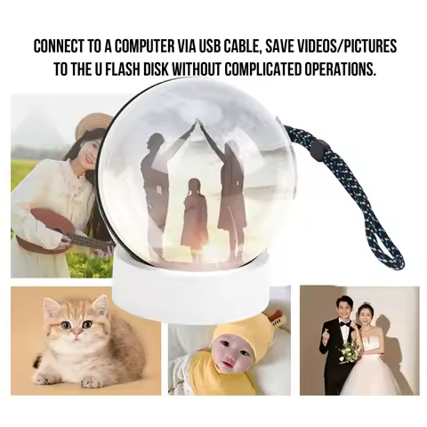 Memory Sphere Lamp 2.76 Inch Unique 3D Crystal Ball Video Player Uploadable Videos Music Photos with