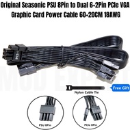 Original New Dual 6+2Pin 8Pin PCIe VGA Modular Power Cable for SEASONIC FOCUS+ GOLD GX-1000, GX-850,