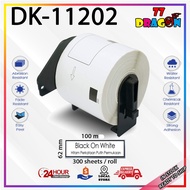 (READY STOCK) Label Film Tape DK11202 (Black On White) QL550/QL570/QL700/QL720/QL800/QL820NWB/11202/