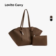 (Lovito Carry) Set of 2 Women Elegant Motherinlaw Top Handle Tote Bag Large Capacity Commuter Office