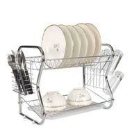 2 LAYER STAINLESS STEEL DISH RACK / RAK PINGGAN / DISH RACK / DISH RACK WITH TRAY / PLATE RACK / KITCHEN RACK