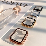 41mm 45mm For Apple Watch Series 7 SE 6/5/4/3/2 Electroplating Protective Shell + Tempered Film Inte