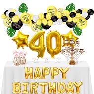66 Pcs Black Gold Cheers 40th Birthday Balloon Set,for 1 2 16 18 21 30 40 50 60 70 80 90 Birthday Pa