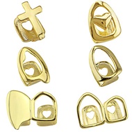 6PC 18K Plated Gold Grillz Mouth Teeth Top Tooth Single Grill Cap for Teeth Mouth Party Accessories 