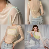 Try_yorata l Blursday cloudy Camisole padding Vintage long sleeve Sheer skorts เสื้อครอปแขนยาว แฟชั่