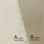 Plain cotton & cotton linen fabric / kain diy cloth 1/2meter