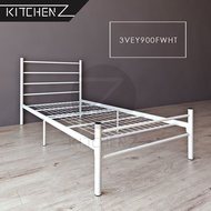 KitchenZ 3V Single Bed Frame Powder Coated Metal - Black White 3V EY900