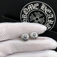 Chrome Hearts retro silver cross ear plug earrings for men and women punk horseshoe print earrings for men Thai silver e