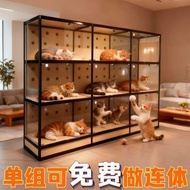 Display case glass is transparent.Cat Villa Cat Cage Sangkar Kucing Solid Wood Cat House Kayu Temper