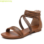 Flat sandals women bohemian versatile fairy style gladiator shoes seaside beach shoes plus size 36-4