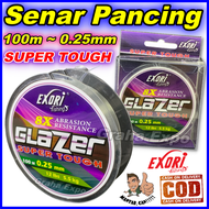 Exori Senar Pancing Fishing Glazer Super Tough 100 Meter Uk 0.25mm Tahan 12lbs atau 5.5kg Material N