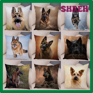 SHREH 45x45cm German Shepherd Dog Animal Print Pillow Case Polyester Cushion Cover Dogs Pet Pillowcase Sofa Home Decor For Friend Gift WGAGK