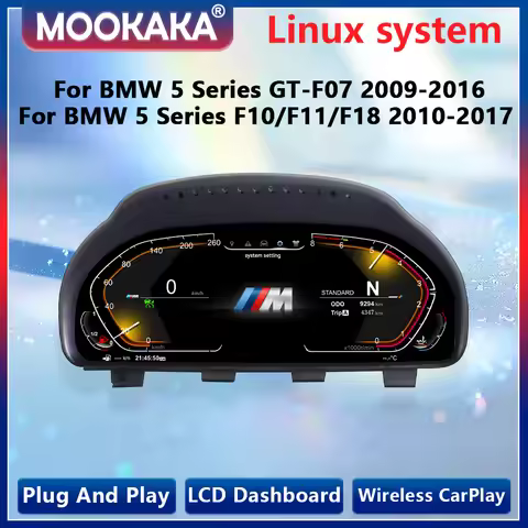 12.3'' Car LCD Dashboard Instrument For BMW 5 Series GT F07 F10 F11 F18 2009-2017 Virtual Cockpit Di
