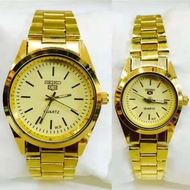 Happy SEIKO 5 Couple Watch 21 Jewels Fashion Stainless Steel 2pcs.