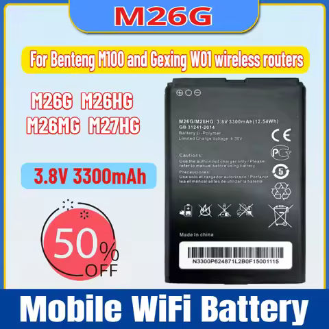 Replacement 3.8V 3300mAh Battery for Benteng M100 and Gexing W01 wireless routers M26G M26HG M27HG M