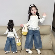 Baju kemeja dua keping palsu budak perempuan, gaya baru musim luruh, kemeja-T kanak-kanak gaya barat