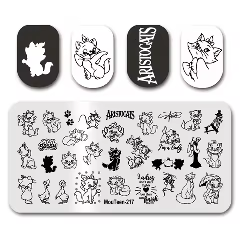 Nail Stamping MouTeen-217 Disney Aristocats Marie Cat Nail Stamping Plates Manicure Set For Nail Art