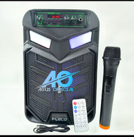 COD SPEAKER BLUETOOTH KARAOKE +MIC KABEL+RADIO FM 1000WATT 85IN 8.5INCH FLECO F8606D XBASS/SOUND MUL