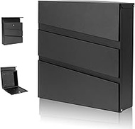 Mailbox Wall Mount, Steel Mail Boxes with Key Lock and Newspaper Compartment, Drop Box for Waterproo