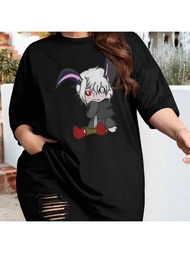 Alistar Demon Bunny Boy V-Neck Oversize Women T-Shirt For Women (Big Sizes) - Anime Merch Anime Cute