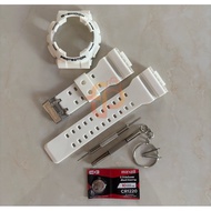 G-shock Strap and Bezel Glossy White FREE Tools&Battery for GA100/GA110/GA120/GD100/GD110/GD120