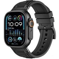 1pc New Black Square Buckle Silicone Watch Band, Compatible With Apple Watch Ultra2 1 SE S11/S10/S9/