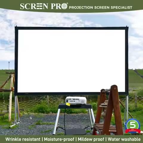 SCREEN PRO Projector Screen with Stand 150 inch 16:9 4K 1080 HD Portable Projection Screen for Home 